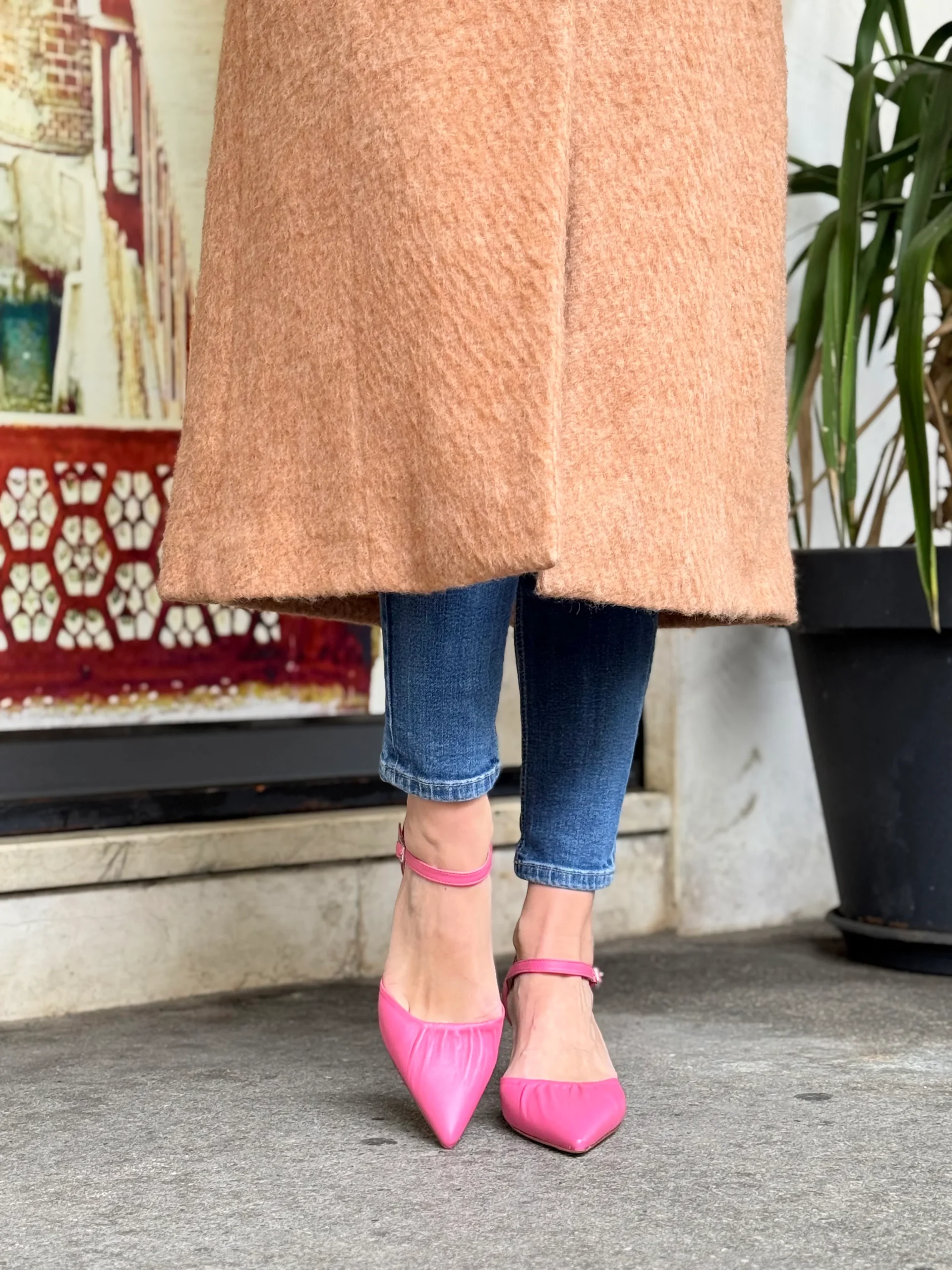 Paulette Pink decollete in nappa guantino rosa con cinturino tacco 6cm artigianale marchigiano - immagine 7