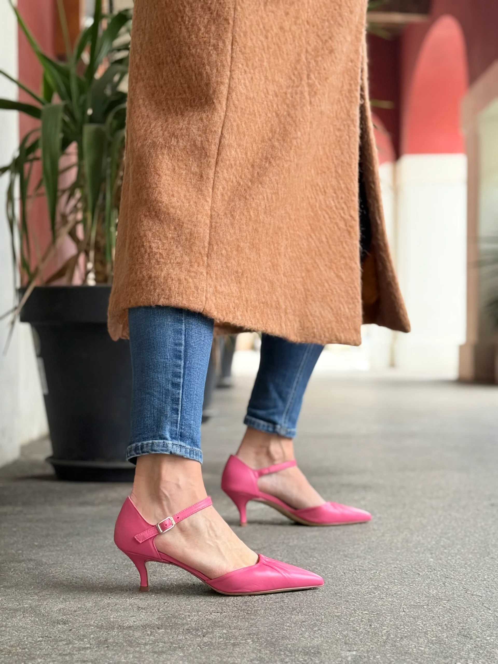 Paulette Pink decollete in nappa guantino rosa con cinturino tacco 6cm artigianale marchigiano - immagine 8