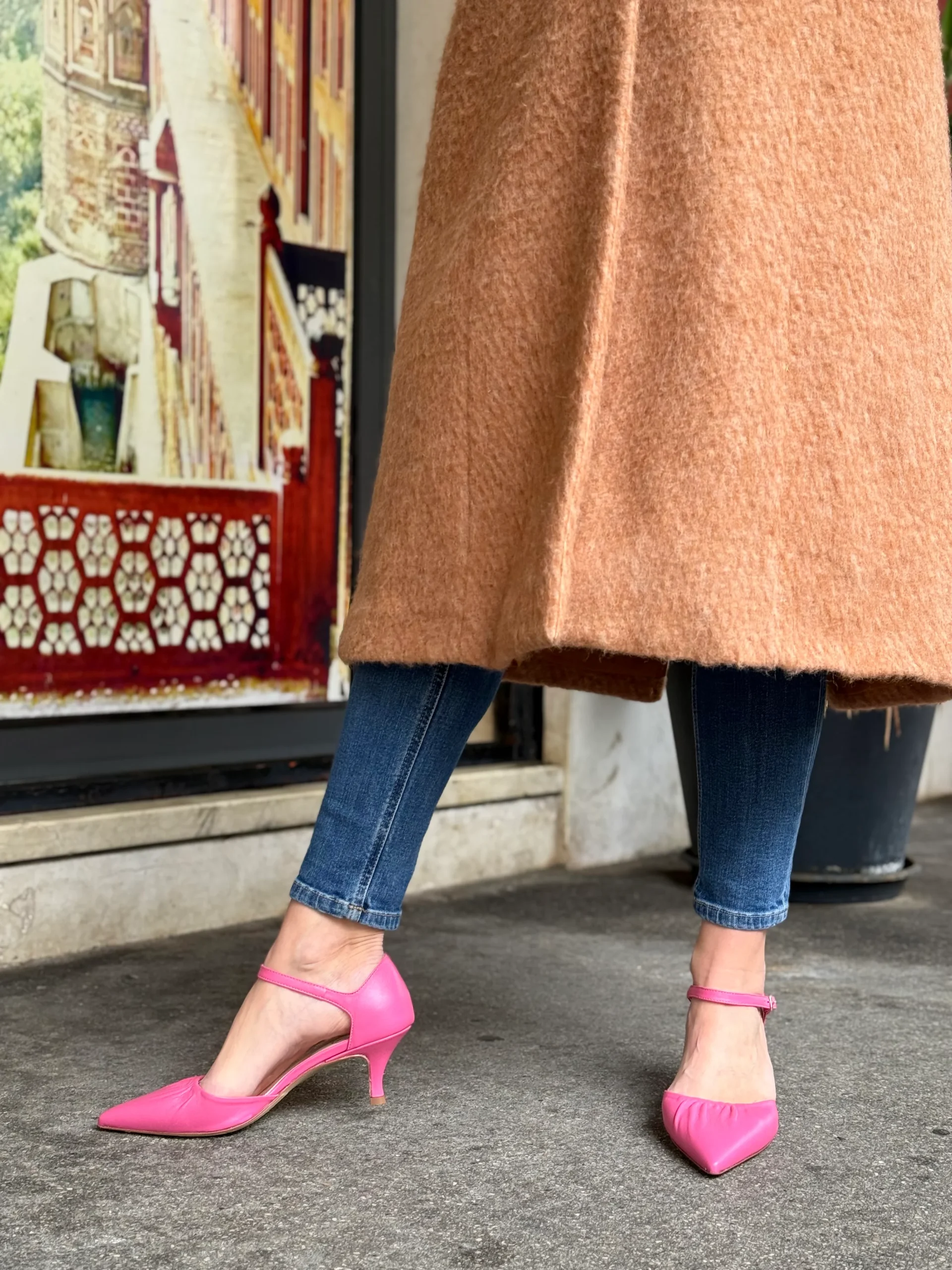 Paulette Pink decollete in nappa guantino rosa con cinturino tacco 6cm artigianale marchigiano - immagine 3