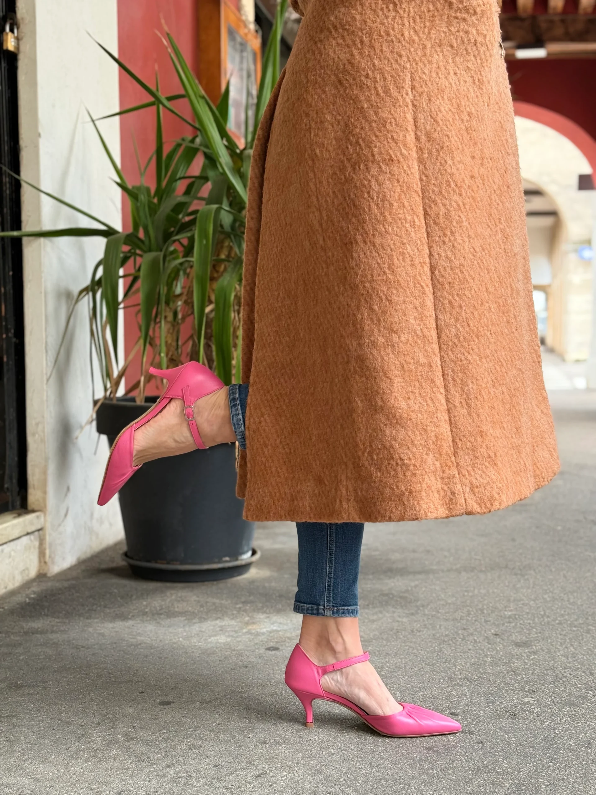 Paulette Pink decollete in nappa guantino rosa con cinturino tacco 6cm artigianale marchigiano - immagine 9