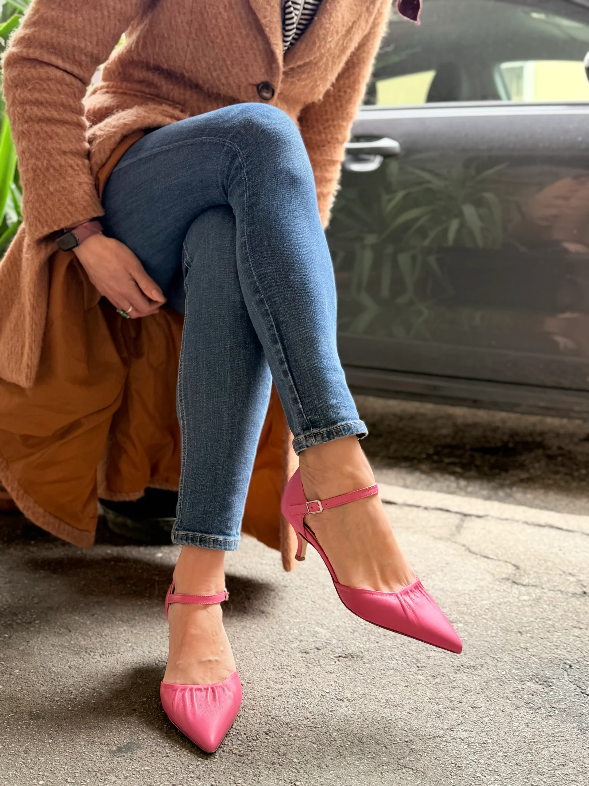 Paulette Pink decollete in nappa guantino rosa con cinturino tacco 6cm artigianale marchigiano - immagine 6