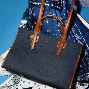 Shopping bag in denim e pelle - Blu - WEEKEND MAX MARA