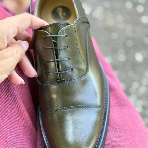 Bogart Green scarpa bassa allacciata in nappa verde artigianale marchigiana