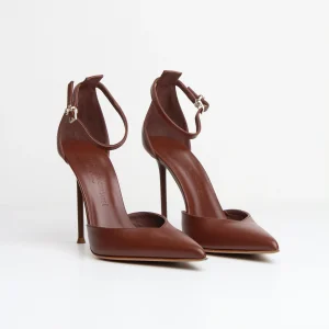 SS25-LAMYU. DÉCOLLETÉ IN PELLE COLORE BRUCIATO CON CINTURINO