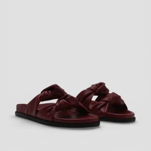 SS26-M64  Ciabatta in Pelle Bordeaux con Fasce Intrecciate