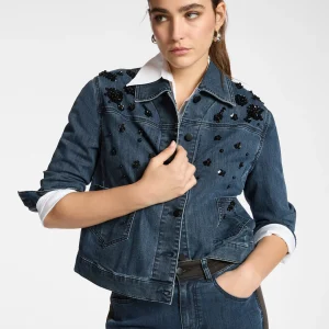 Giacca boxy in denim con ricami - ELENA MIRÒ