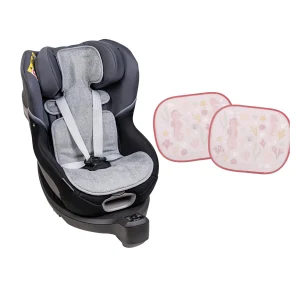 Copriseggiolino Gruppo 1 e passeggino in bambù + set tendine parasole Rosa