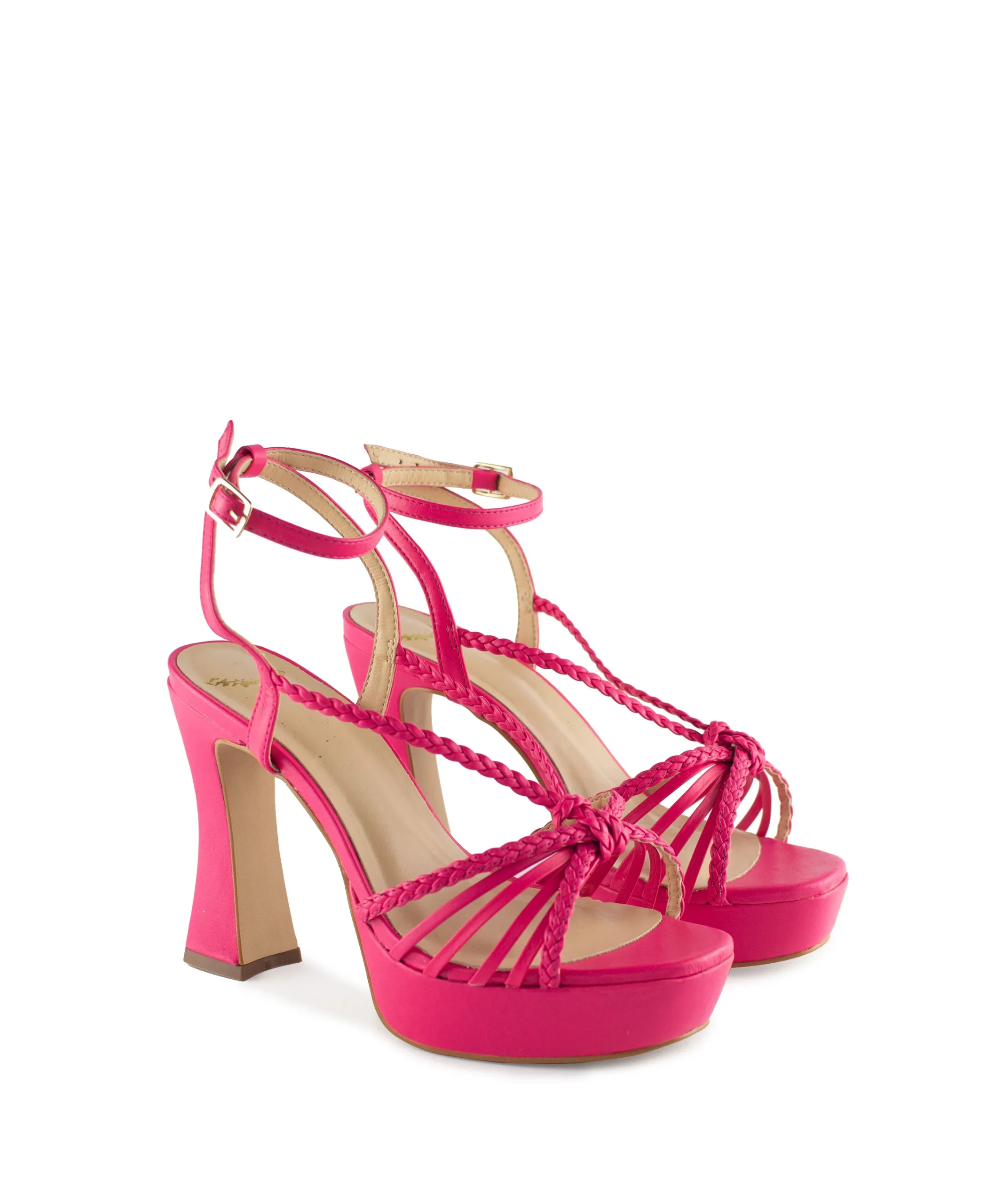 Sandali plateau con intreccio rosa - immagine 3