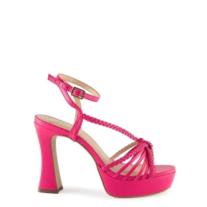 Sandali plateau con intreccio rosa