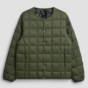 FW25-TAION-104 GIACCA IMBOTTITA UNISEX BASIC CON SCOLLO ROTONDO  VERDE OLIVA