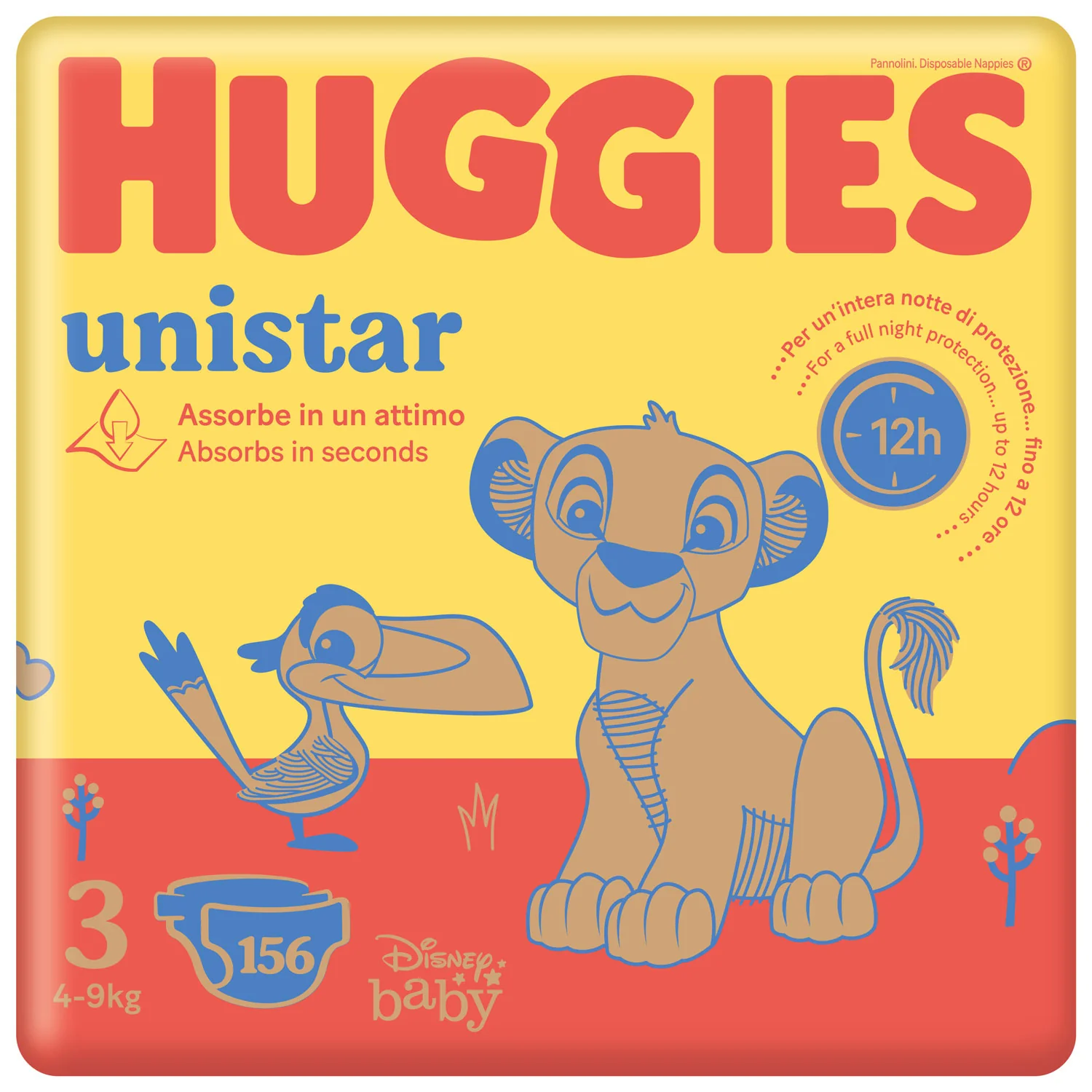 Huggies Pannolini Unistar Taglia 3 (4-9 kg) Megapack 156 pezzi