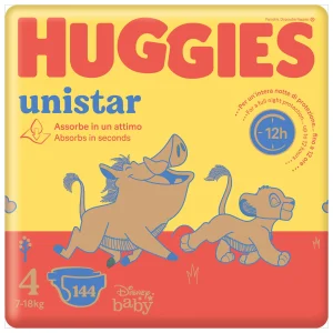 Huggies Pannolini Unistar Taglia 4 (7-18 kg) Megapack 144 pezzi