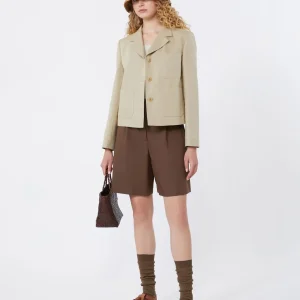 Giacca monopetto in canvas di cotone e lino - SABBIA - WEEKEND MAX MARA