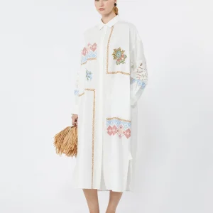 Abito chemisier in popeline con ricami - BIANCO - WEEKEND MAX MARA