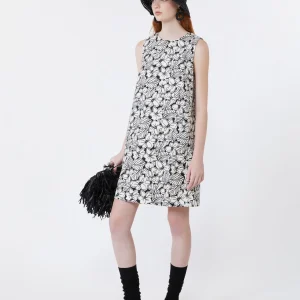 Abito A-line in stuoia di cotone stampato - NERO - WEEKEND MAX MARA