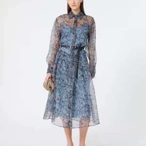 Abito chemisier in seta stampata - AZZURRO - WEEKEND MAX MARA