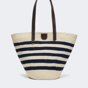 Borsa grande in fibra naturale a righe - BLU MARINO - WEEKEND MAX MARA