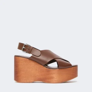 Sandalo in pelle con zeppa - MARRONE - WEEKEND MAX MARA