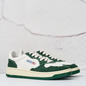 Autry 6011 Sneakers Medalist Low in Tela e Pelle Verde Bianco