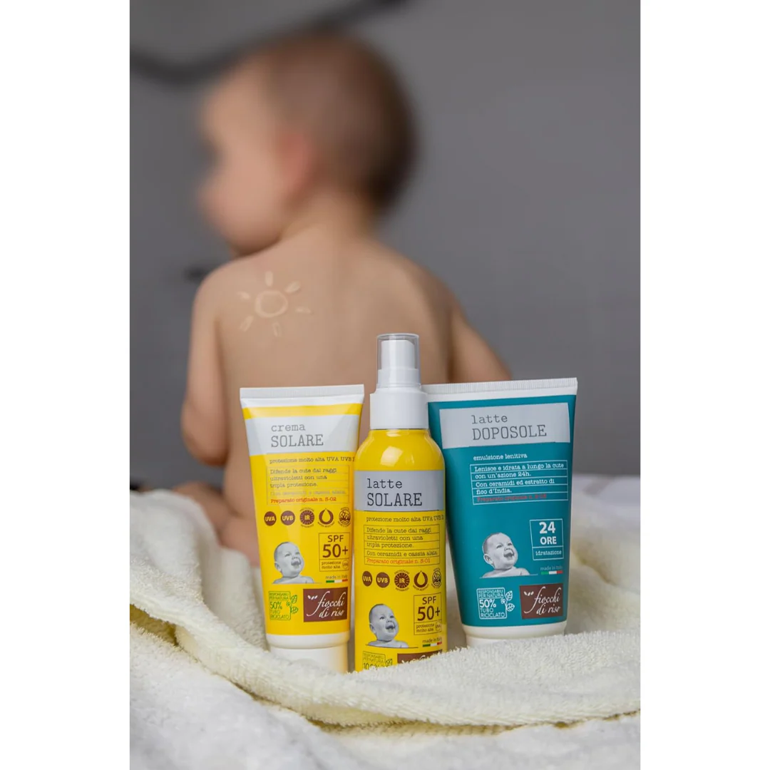Fiocchi di Riso - Crema Solare Bimbi SPF 50+ 100ml - tripla protezione UVA, UVB e IR, - immagine 3