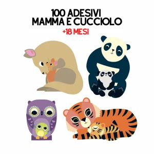 100 Adesivi Grandi Mamma e Cucciolo - dai 18 Mesi