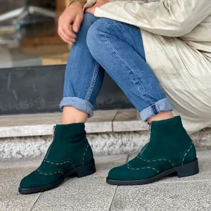 Artù Forest tronchetto in camoscio verde artigianale toscana