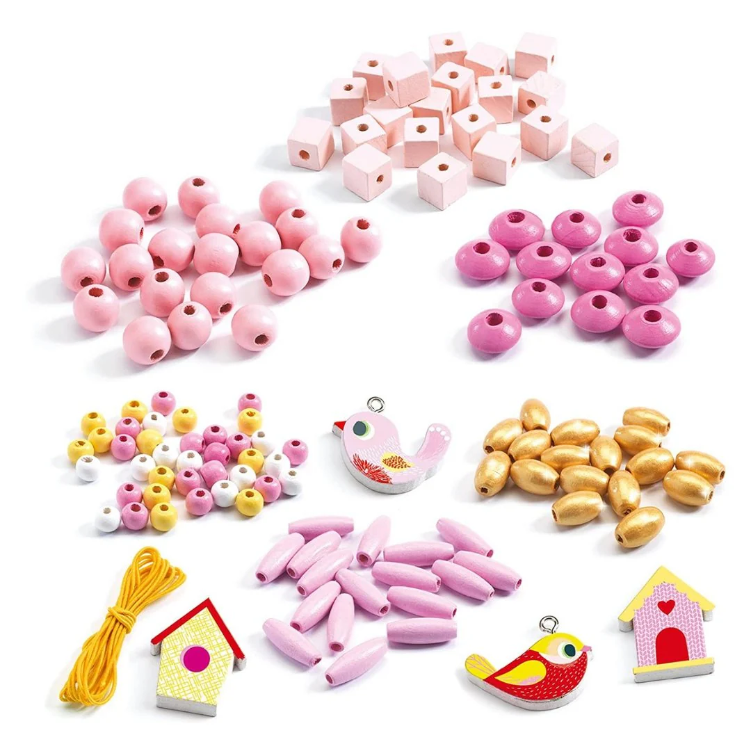 Perline per Collane in Legno - 450 Pezzi - Rosa - immagine 5