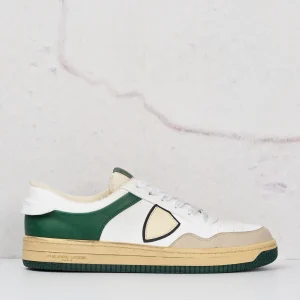 Philippe Model ACBC Sneakers Lyon Pelle e Suede Colore Bianco Verde