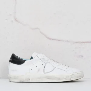 Philippe Model Sneakers PRSX Veau Pelle Vintage Colore Bianco Nero