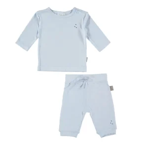 Tutina 2 pezzi in Jersey di Bambù - Celeste