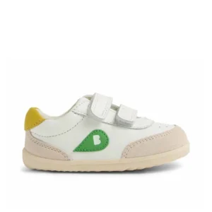 Bobux Scarpine Step Up Champ - Chalk White e Retro Green - Pelle Premium - Primi Passi