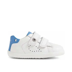 Bobux Step Up Maverick - Bianco e Azure - Scarpine Primi Passi in Pelle