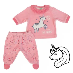 Completo Maglia e Pantaloni in Ciniglia Neonata - Unicorno